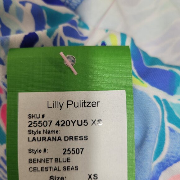 Lilly Pulitzer Laurana Off Shoulder Dress XS Bennet Blue Celestial Seas NWT - Picture 8 of 10